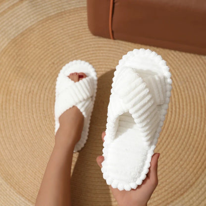 Corduroy Cross Slippers