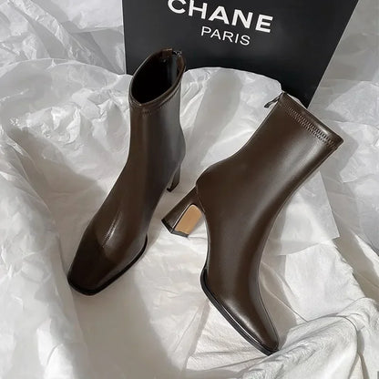 Vienna Square Heel Ankle Boots