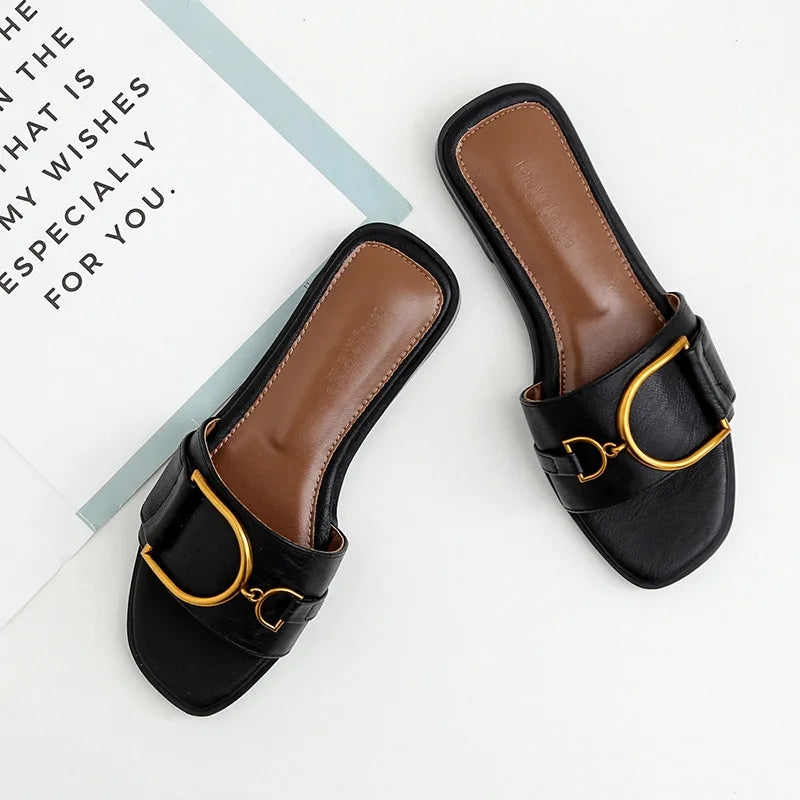 Elara Square-Toe Slides