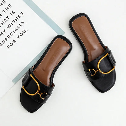 Elara Square-Toe Slides