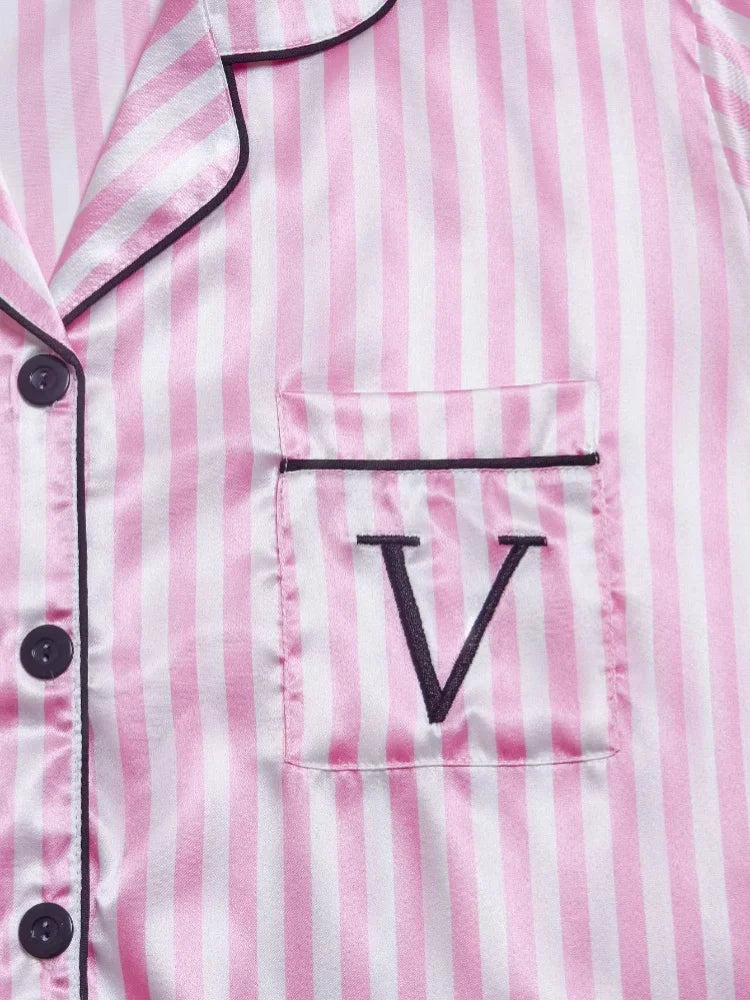 Classic Stripe Satin Pajama Set