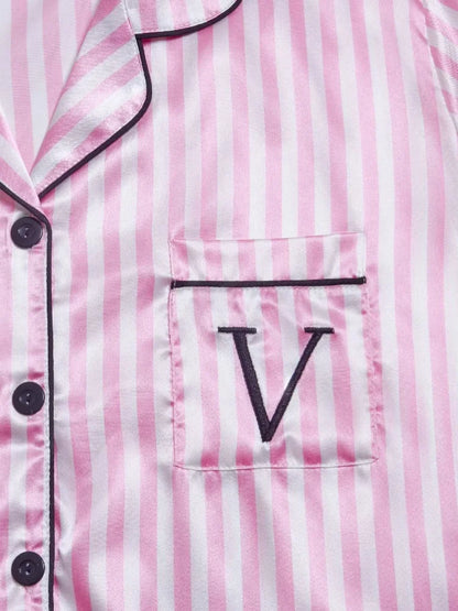 Classic Stripe Satin Pajama Set