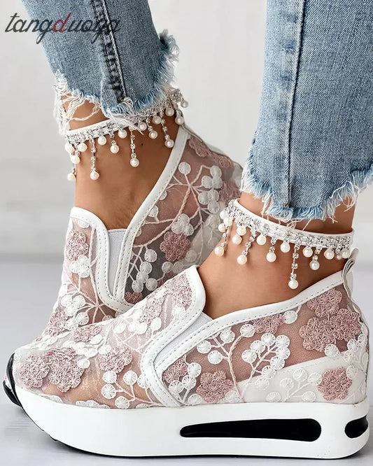 FloraLift Embroidered Platform Sneakers