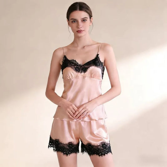 VelvetLace Satin Pajama Set