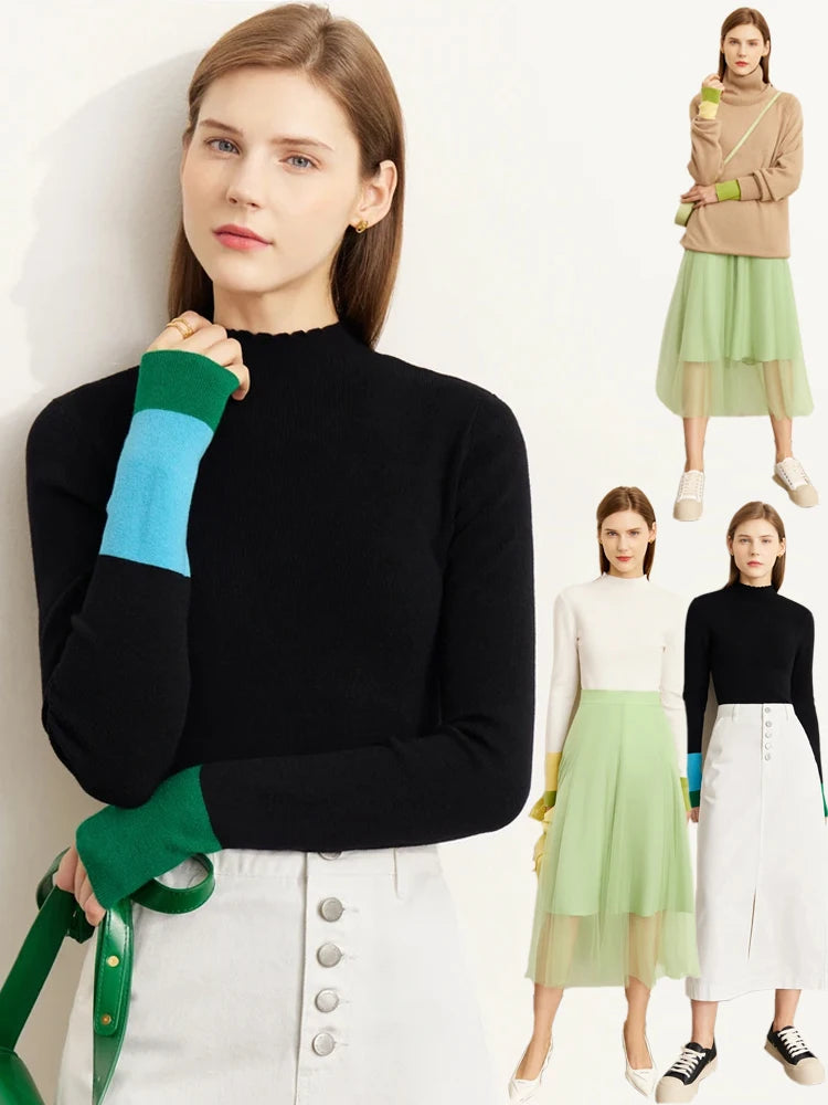 Colorblock Turtleneck Sweater