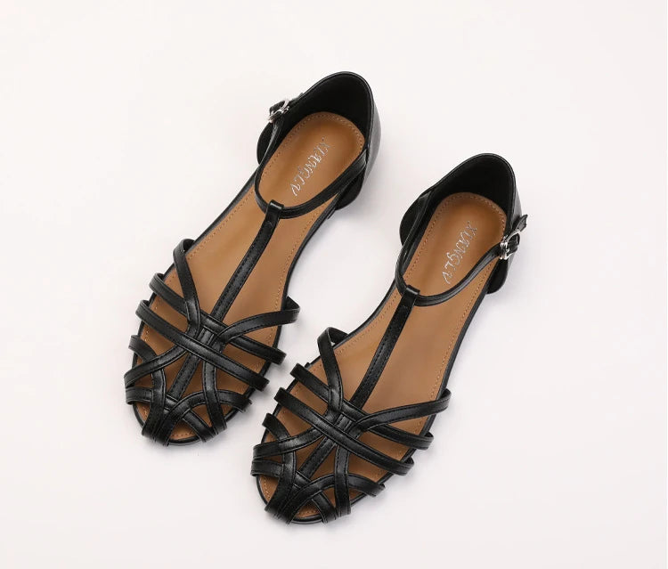 The Siena Woven T-Strap Sandals
