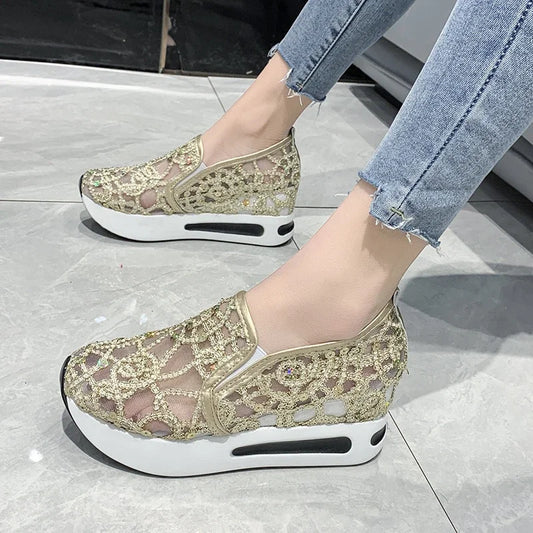 FloraLift Embroidered Platform Sneakers