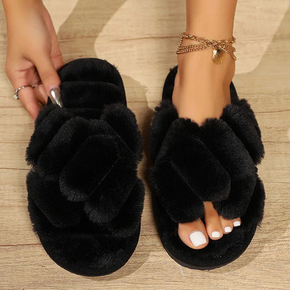 Luna Fluffy Cross Slippers