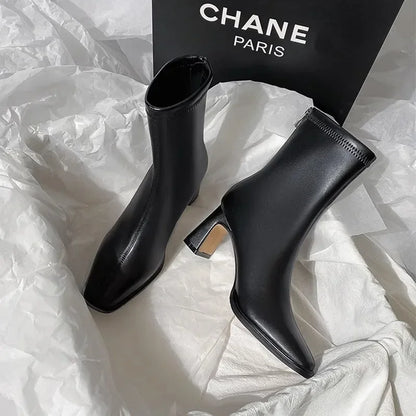Vienna Square Heel Ankle Boots