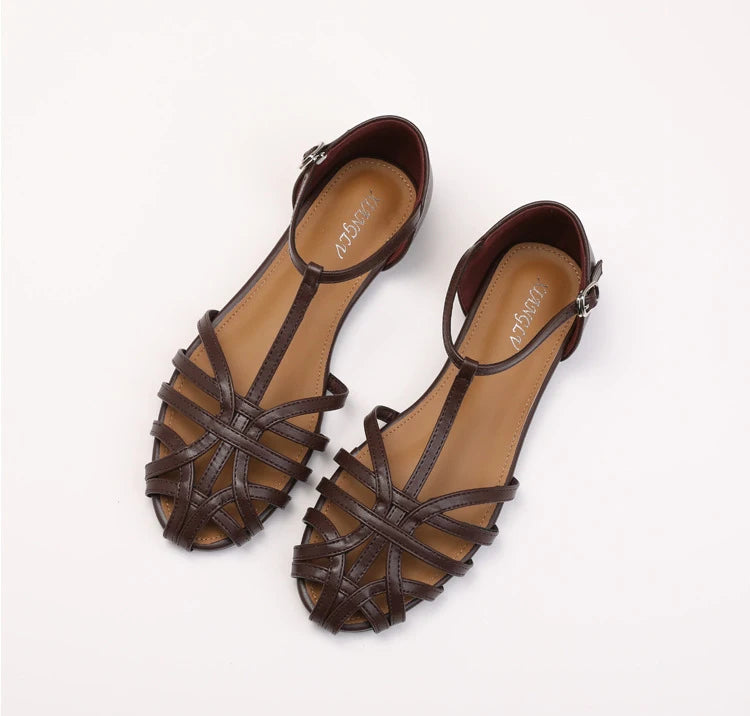 The Siena Woven T-Strap Sandals