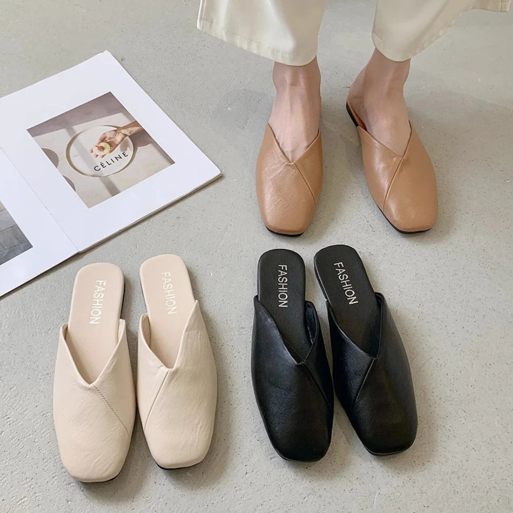 Amelie Square-Toe Mules