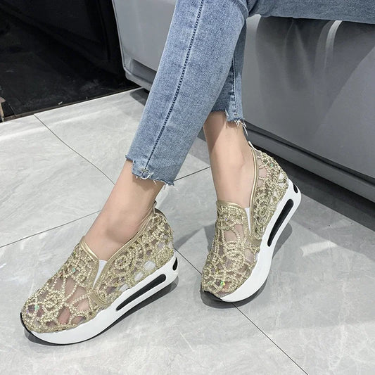 FloraLift Embroidered Platform Sneakers