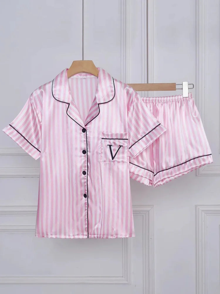 Classic Stripe Satin Pajama Set