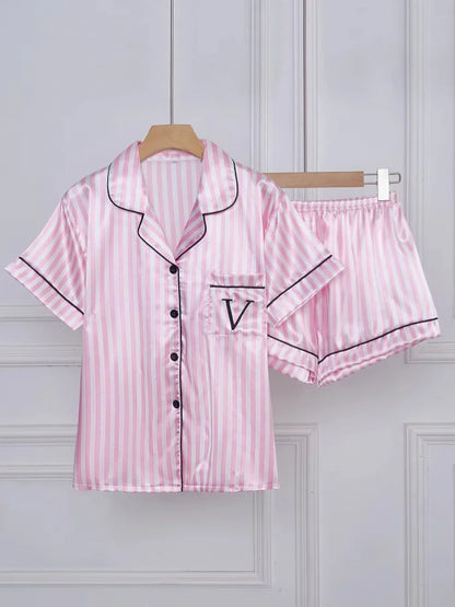 Classic Stripe Satin Pajama Set