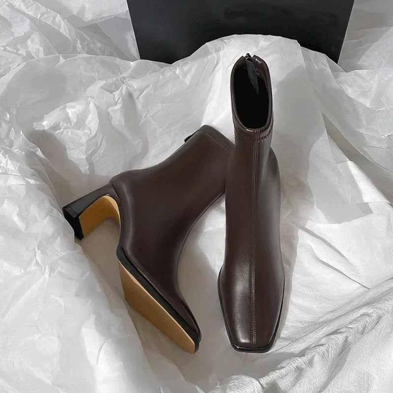 Vienna Square Heel Ankle Boots