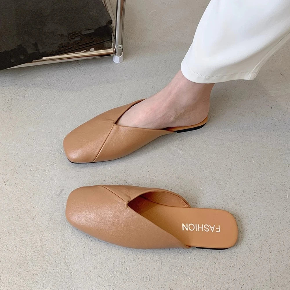Amelie Square-Toe Mules