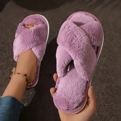 Fluffy Cross Slippers
